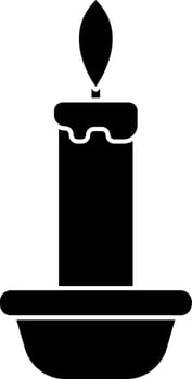 Black and White candle icon or symbol. vector
