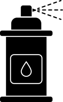 Glyph spray bottle icon in Black and White color. vector