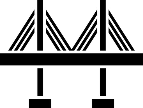 Illustration of cable-stayed bridge icon. vector