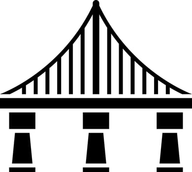 Golden gate bridge icon in Black and White color. vector