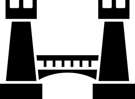 Tower bridge icon in Black and White color. vector