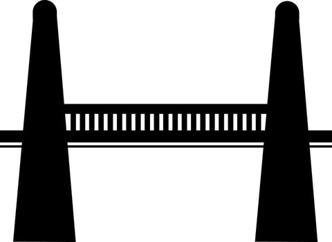Two pillar bridge isolated in black color. vector