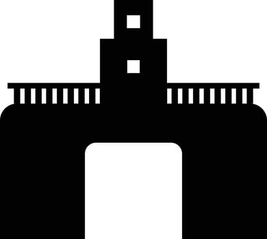 Glyph icon or symbol of bridge in flat style. vector