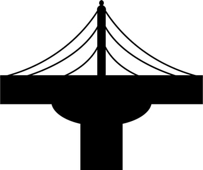 Icon of a modern bridge isolated in black color. vector