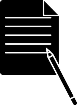 Icon of document with pencil in Black and White color. vector