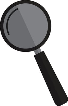 Black and grey magnifying glass. vector