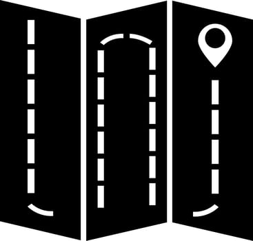Black and White map navigation glyph icon. vector