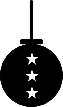 Hanging white stars decorated black ball. vector