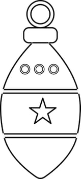 Line art illustration of stars decorated ball. vector
