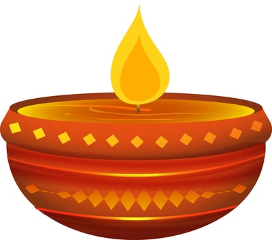 Realistic brown oil lamp decorated with monochrome square design. vector