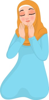 Beautiful muslim woman in praying pose. vector
