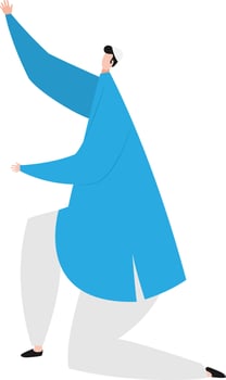 Faceless cartoon of Islam man in their traditional clothes. vector