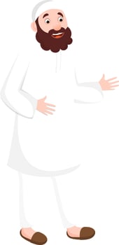 Cartoon character of Muslim man on white background. vector