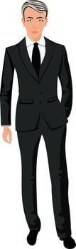 Businessman character with gray hair. vector