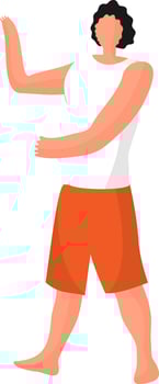 Faceless man character in dancing pose. vector