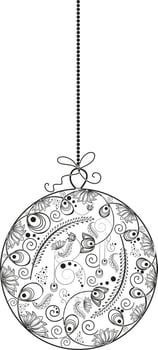 Floral decorated hanging Christmas ball. vector