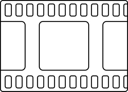 Stroke icon of film reel in isolated. vector