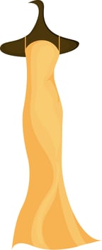 Long yellow color gown illustration on hanger. vector