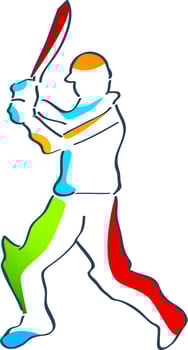 Colorful icon of batsman. vector