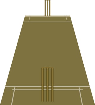 Flat illustration of cricket pitch. vector