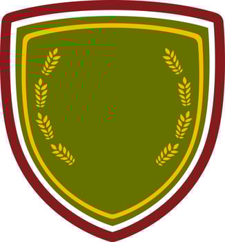 Winning shield in maroon, white and green colors. vector