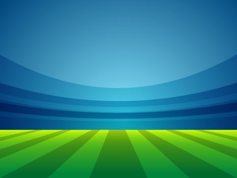 Night view of cricket stadium on shiny blue background. vector