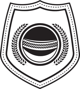 Black illustration of a shield for Cricket. vector