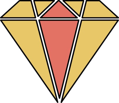 Diamond gem stone in yellow and orange color. vector