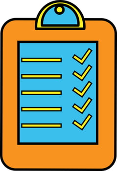 Blank checklist in orange and blue color. vector