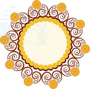 Floral abstract design of circular frame. vector