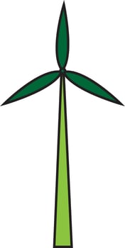 Green windmill on white background. vector