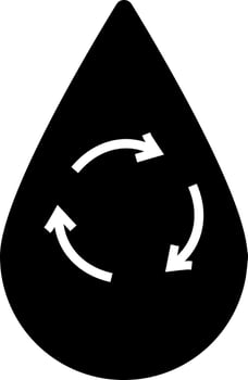 Black and White water recycling. Glyph icon or symbol. vector