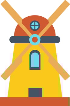Yellow and brown windmill icon. vector