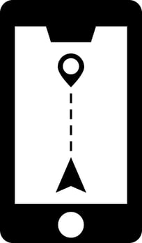 Location tracking app in smartphone. Black and White icon or symbol. vector