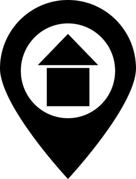Black and White home location icon or symbol. vector