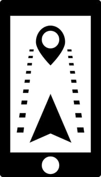 Glyph location tracking app in smartphone. vector