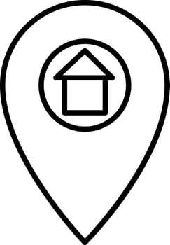 House location pointer icon in line art. vector