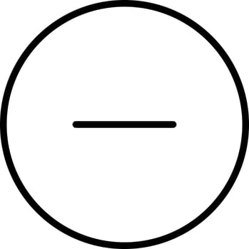 Minus button icon in thin line art. vector