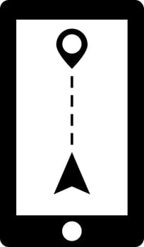 Online location tracking app in smartphone icon. vector