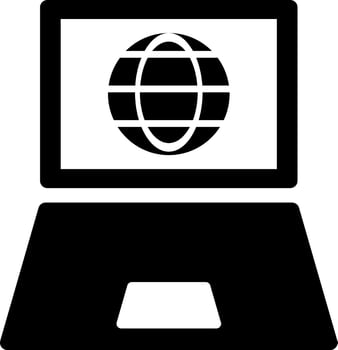 Laptop internet connection icon in Black and White color. vector