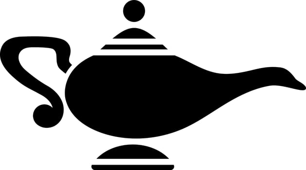 Magic lamp glyph icon or symbol. vector