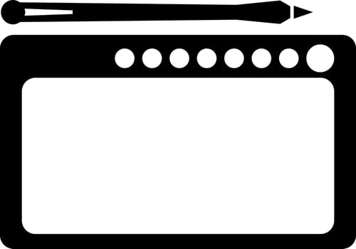 Black and White graphic tablet with pen in flat style. vector