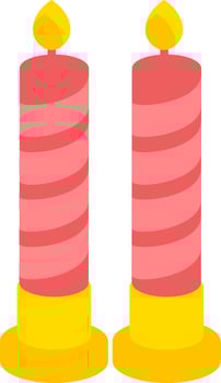 Burning candles icon in yellow and red color. vector