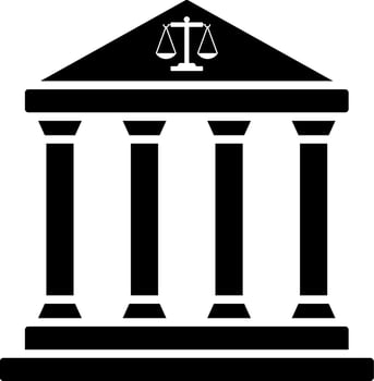 Courthouse building icon in flat style. vector