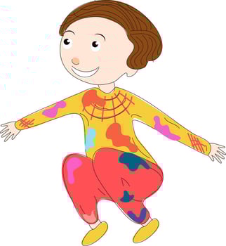 Little boy character enjoying festival of colors. vector