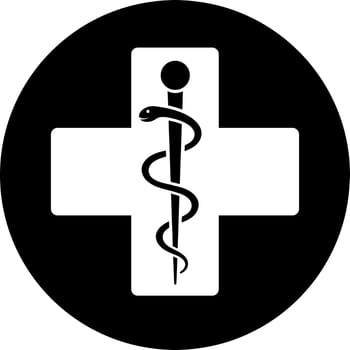 Medical sign or caduceus icon in Black and White color. vector