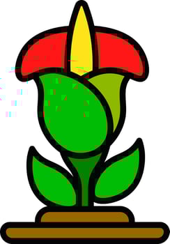 Colorful calla lily icon in flat style. vector