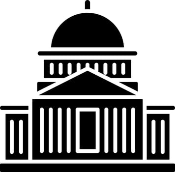 Black and White illustration of capitol building icon. vector