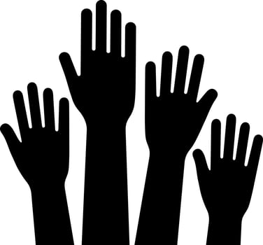 Illustration of hands up or volunteer glyph icon. vector