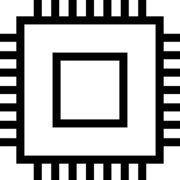 Line art micro chip icon in flat style. vector